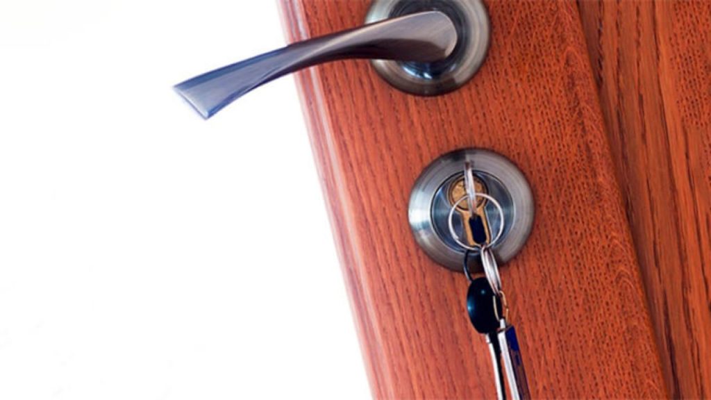 door handle, lock, and key